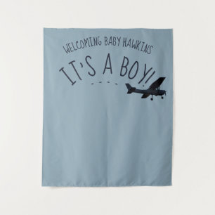 Airplane Baby Shower Photo Backdrop Tapestry