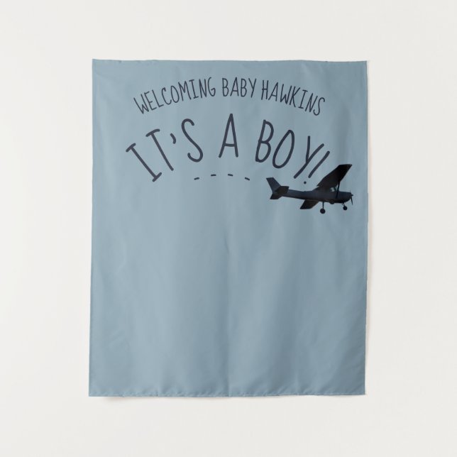 Airplane Baby Shower Photo Backdrop Tapestry (Front)