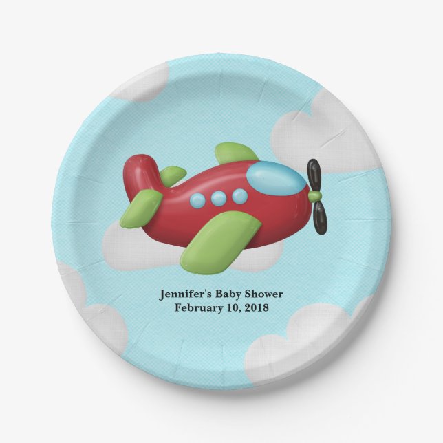 Airplane Baby Shower Plates (Front)