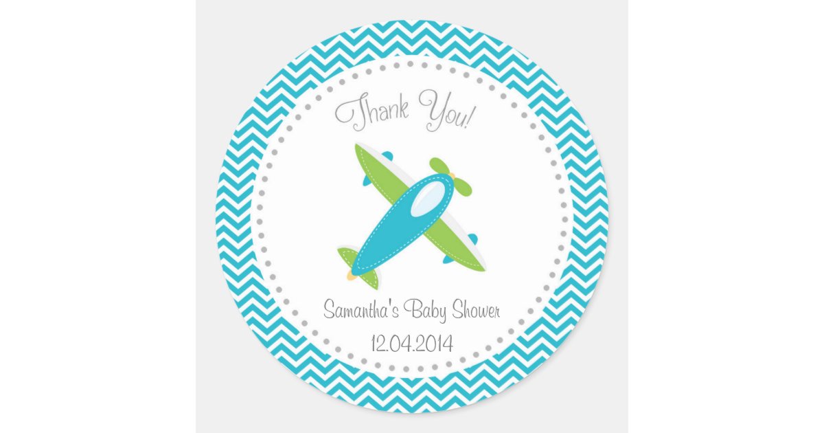 Airplane Baby Shower Sticker | Zazzle