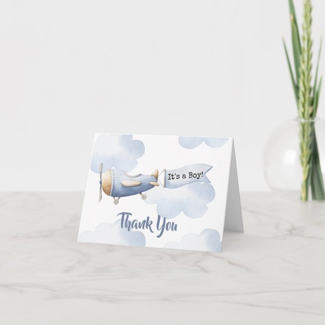 Airplane Baby Shower thank you card (Front)