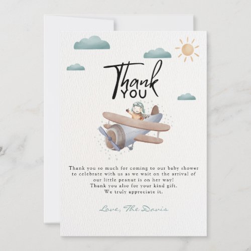 Airplane Baby Shower Thank You Card