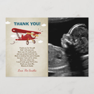 Airplane Baby Shower Thank You Card Adventure