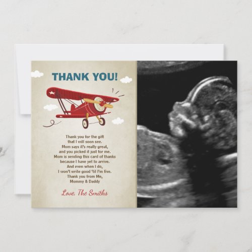 Airplane Baby Shower Thank You Card Adventure