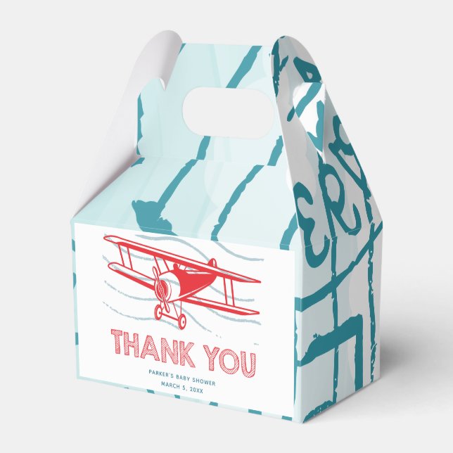 Airplane Baby Shower Thank You Favor Boxes (Front Side)