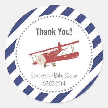 Airplane Baby Shower Thank You Sticker by melanileestyle at Zazzle