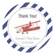 Airplane Baby Shower Thank You Sticker