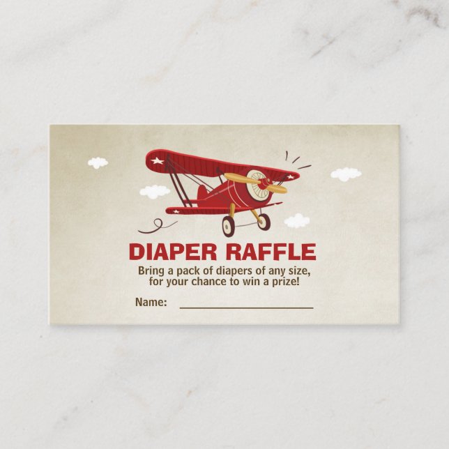 Airplane Baby Shower Travel Diaper Raffle Card (Front)
