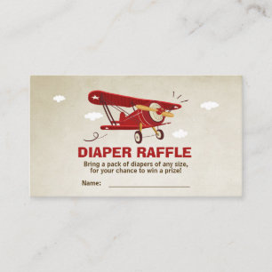 Airplane Baby Shower Travel Diaper Raffle Card