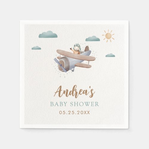 Airplane Baby Shower Traveler Napkins