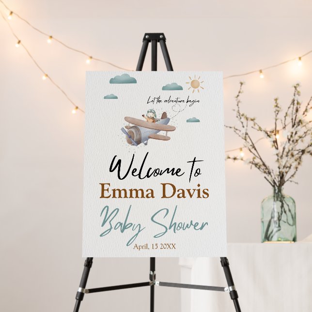 Airplane Baby Shower Welcome Sign (In Situ (Stand))