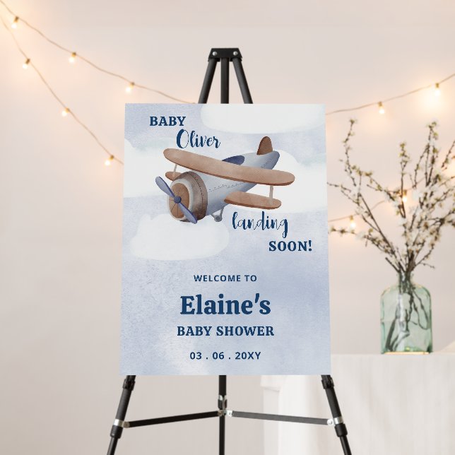  Airplane Baby Shower Welcome Sign (In Situ (Stand))