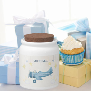 Airplane Baby Shower Whimsical Boy Baby Welcome Candy Jar