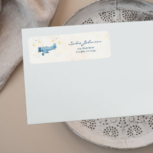 Airplane Baby Shower Whimsical Boy Baby Welcome Label
