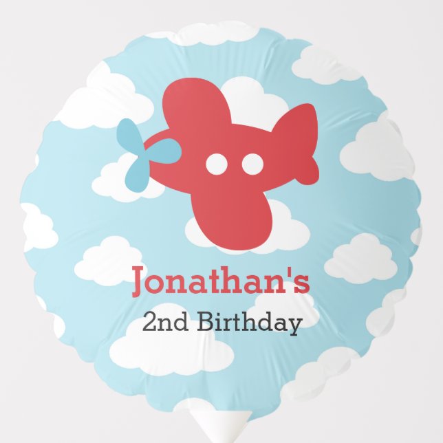 Airplane Balloons - Red Plane Cloud Personalized (Front)