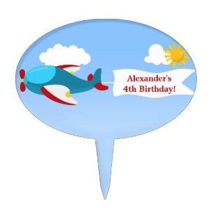 Airplane Banner Boy Birthday Cake Topper