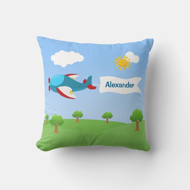 Airplane Banner Boy Throw Pillow (Front)