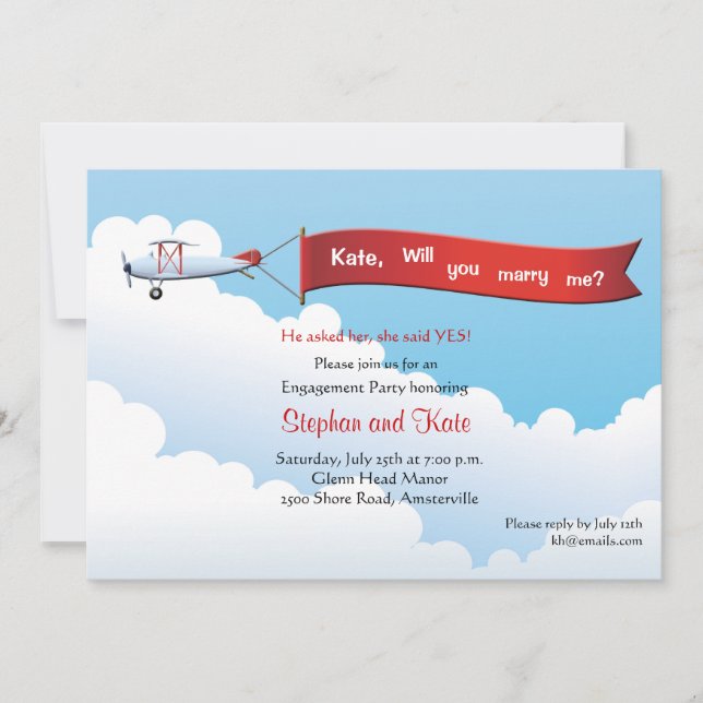 Airplane Banner Engagement Party Invitation (Front)