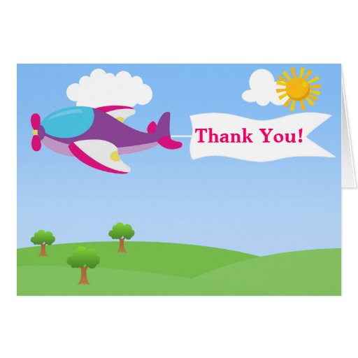 Airplane Banner Girl Thank You Card | Zazzle