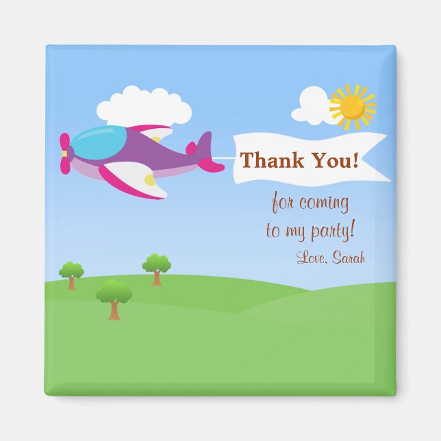 Airplane Banner Girl Thank You Magnet (Front)