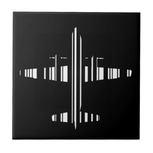 AIRPLANE BAR CODE Jetstream Barcode Pattern Design Ceramic Tile