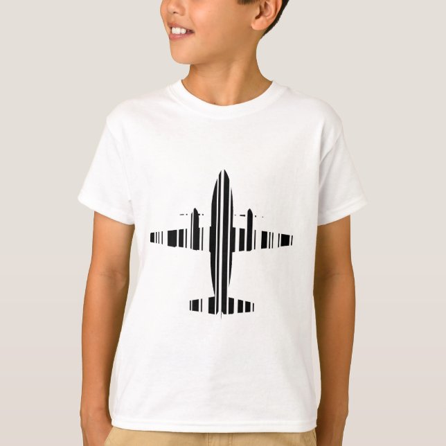 AIRPLANE BAR CODE Jetstream Barcode Pattern Design T-Shirt (Front)