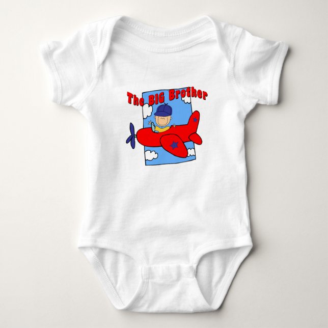 Airplane Big Brother Pilot Baby Bodysuit (Front)