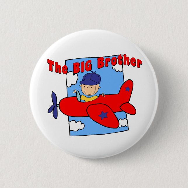 Airplane Big Brother Pilot Pinback Button (Front)