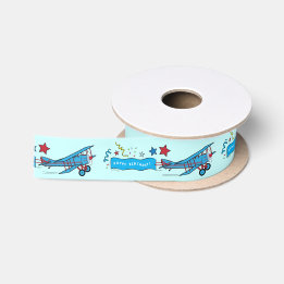 Airplane: Biplane Birthday Party 1.5 Inches Satin Ribbon