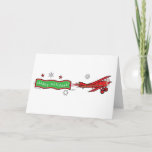 Airplane Biplane Happy Holidays Christmas Holiday Card