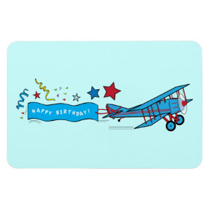 Airplane: Biplane with Happy Birthday Streamer Magnet