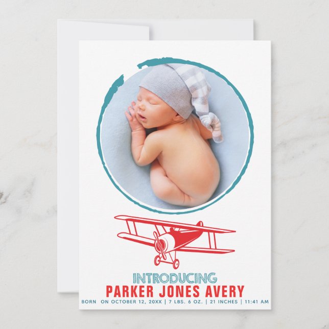 Airplane Birth Announcement (Front)