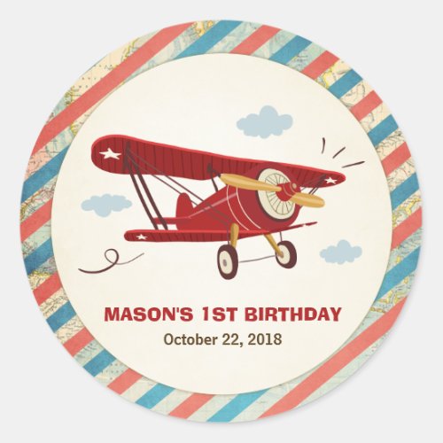Airplane Birthday favor tag Sticker Adventure