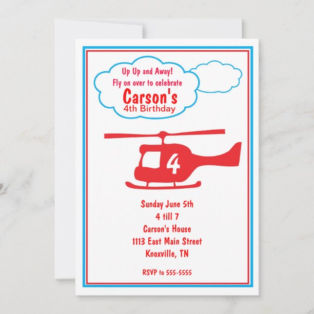 Airplane Birthday Invitation (Front)