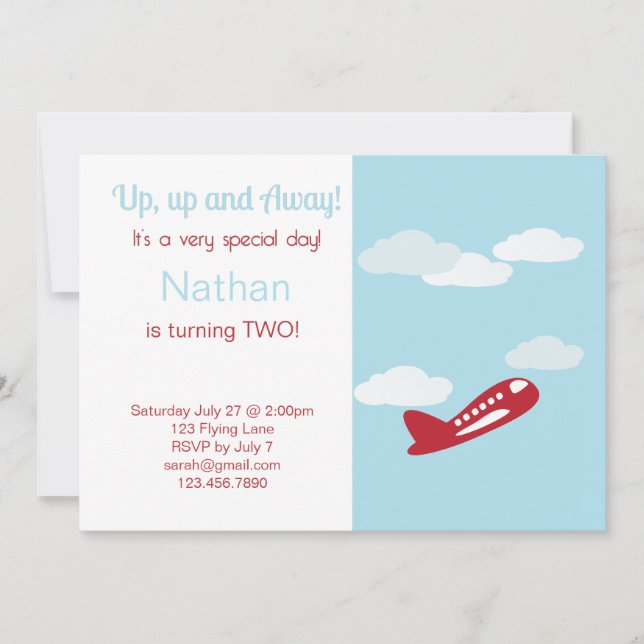 Airplane Birthday Invitation (Front)