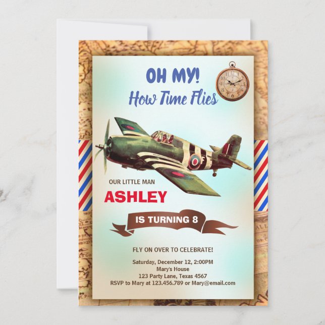 Airplane Birthday Invitation (Front)