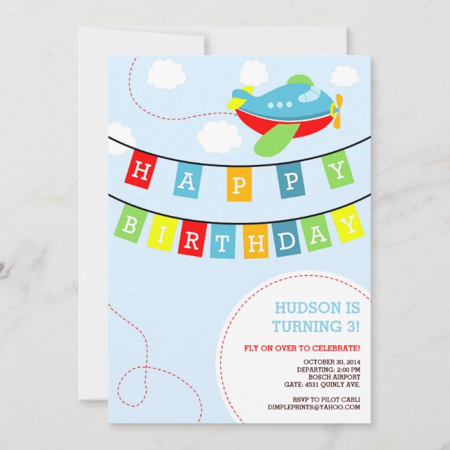 Airplane Birthday Invitation (Front)