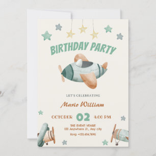 Airplane birthday invitation