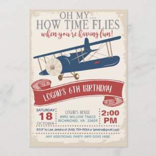 Airplane Birthday Invitation Boy
