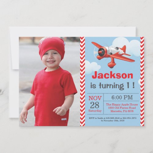 Airplane Birthday Invitation Boy Birthday Party Invitation
