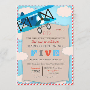 Airplane Birthday Invitation for Pilot Boy