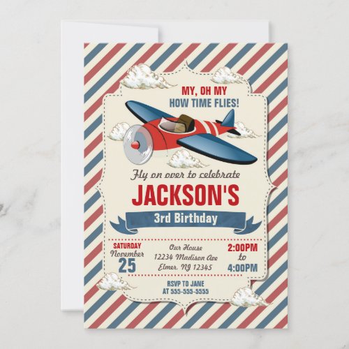 Airplane Birthday Invitation  Time Flies Party