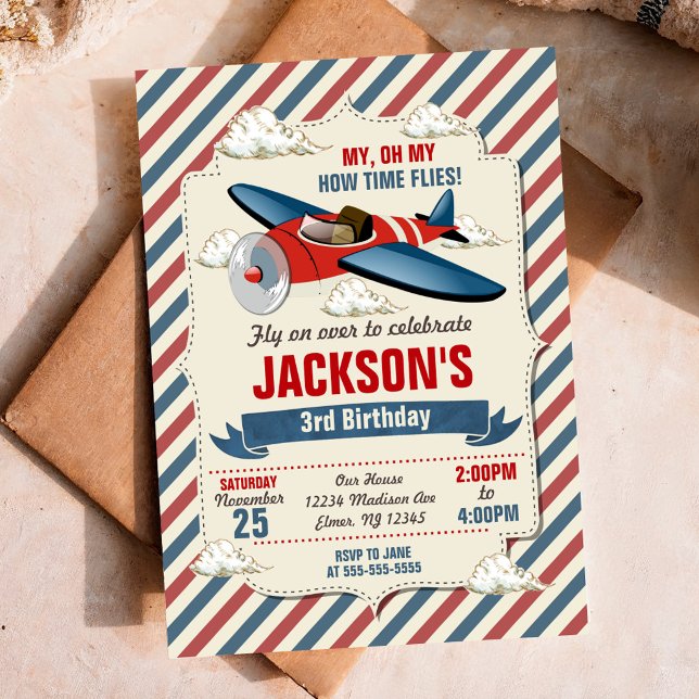 Airplane Birthday Invitation / Time Flies Party (Creator Uploaded)