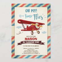 Airplane Birthday Invitation Time flies Plane Boy