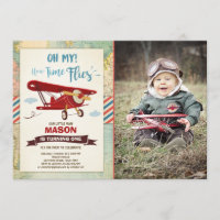 Airplane Birthday Invitation Time flies Plane Boy