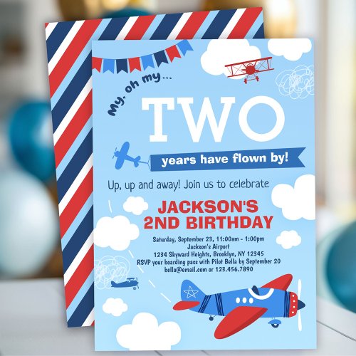 Airplane Birthday Invitation Up Up and Away