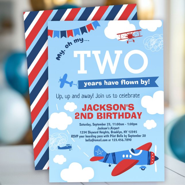 Airplane Birthday Invitation Up Up and Away (Creator Uploaded)