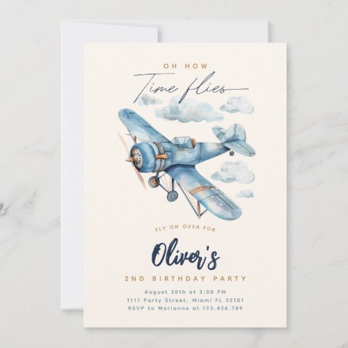 Airplane Birthday Invitation  Vintage Airplane