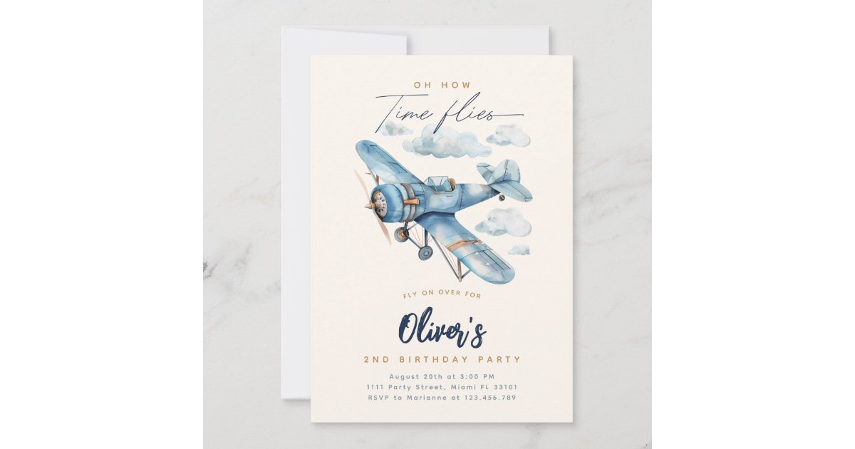 Airplane Birthday Invitation | Vintage Airplane
