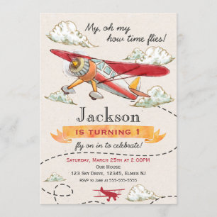Airplane Birthday Invitation Vintage Plane Invite